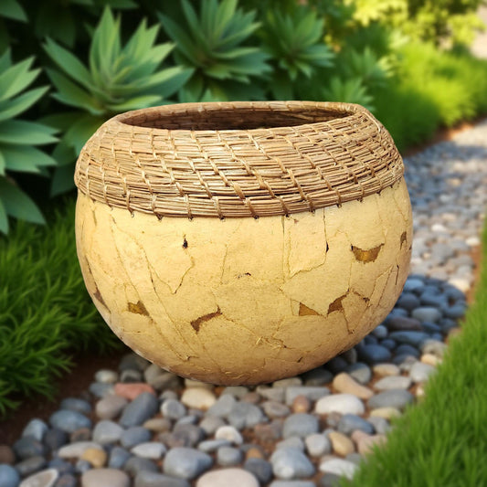 Hand-Woven Pine Needle Basket - Natural Home Decor