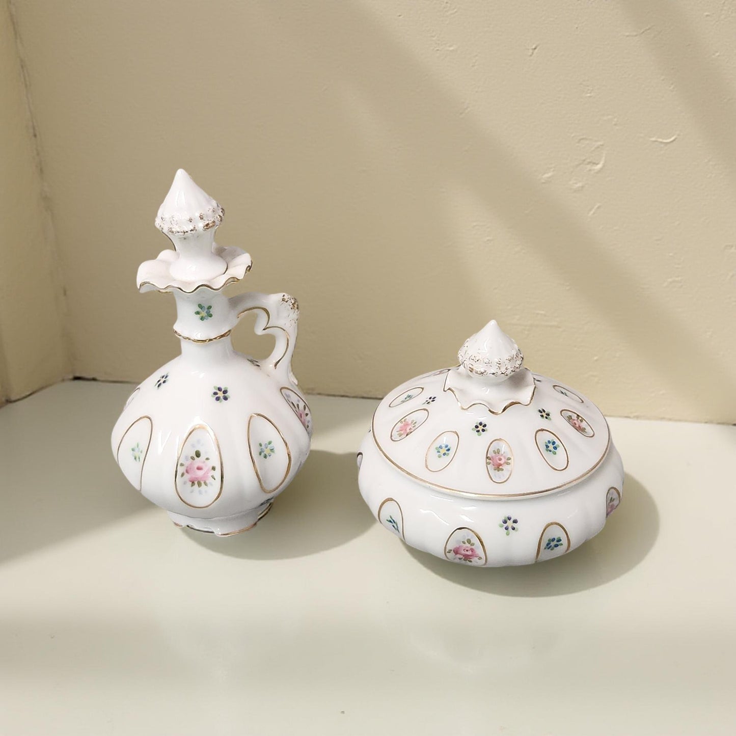 Vintage Porcelain Vanity Set (2 piece set)