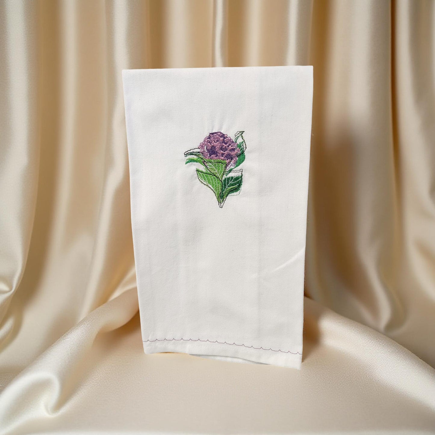 Hand-Crafted Embroidered Day Lily and Floral Theme Hand Towels
