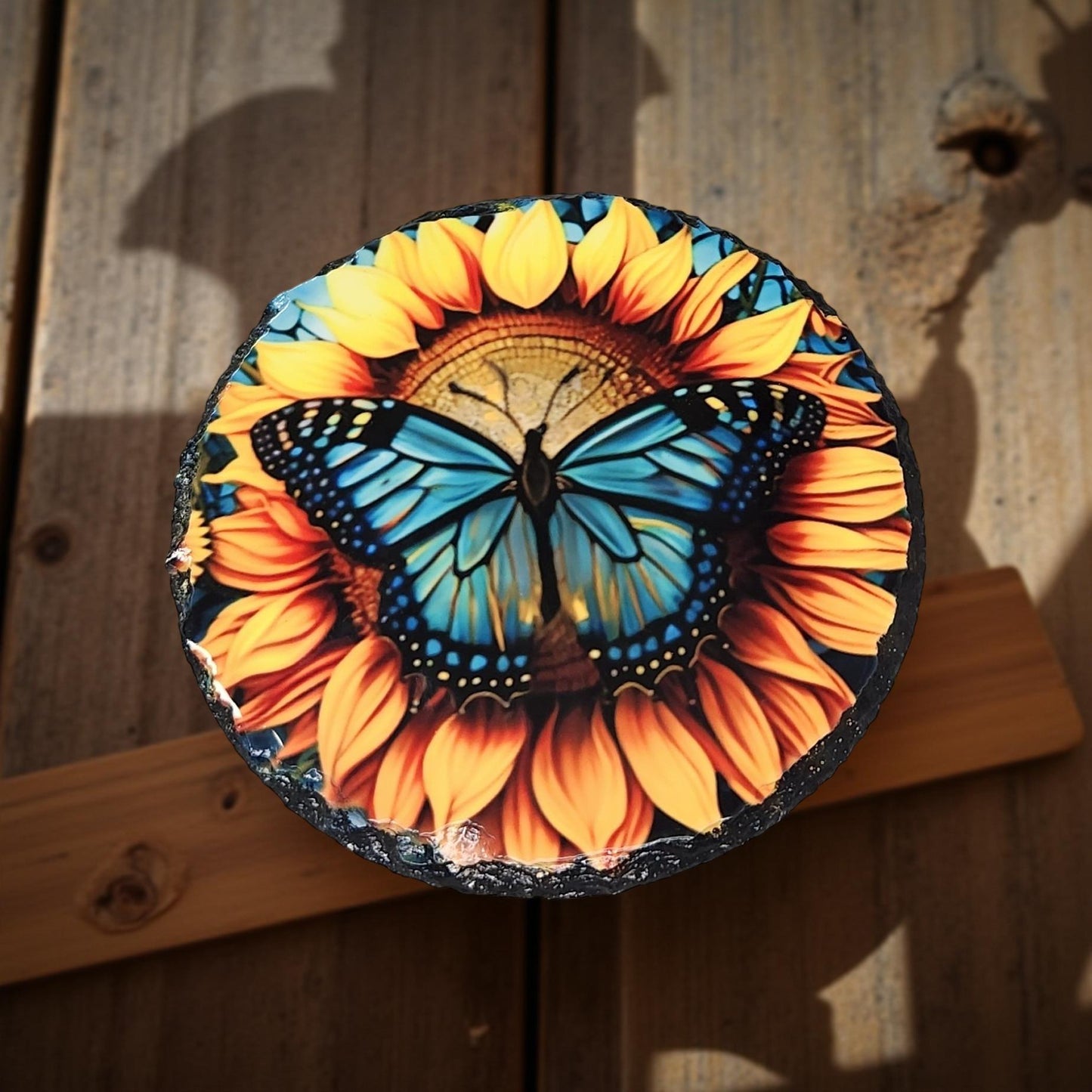 Butterfly with Flowers Decorative Slate - Beautiful Memorial Sign