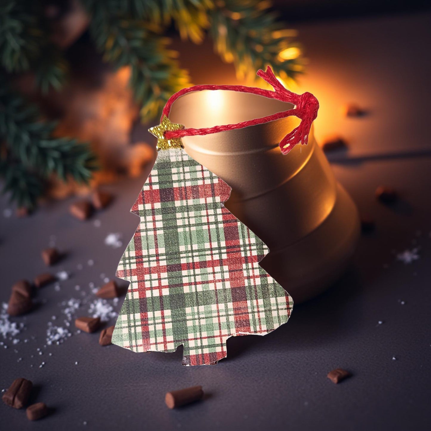 🎄 Locally Made Wooden Decoupage Christmas Tree Ornaments