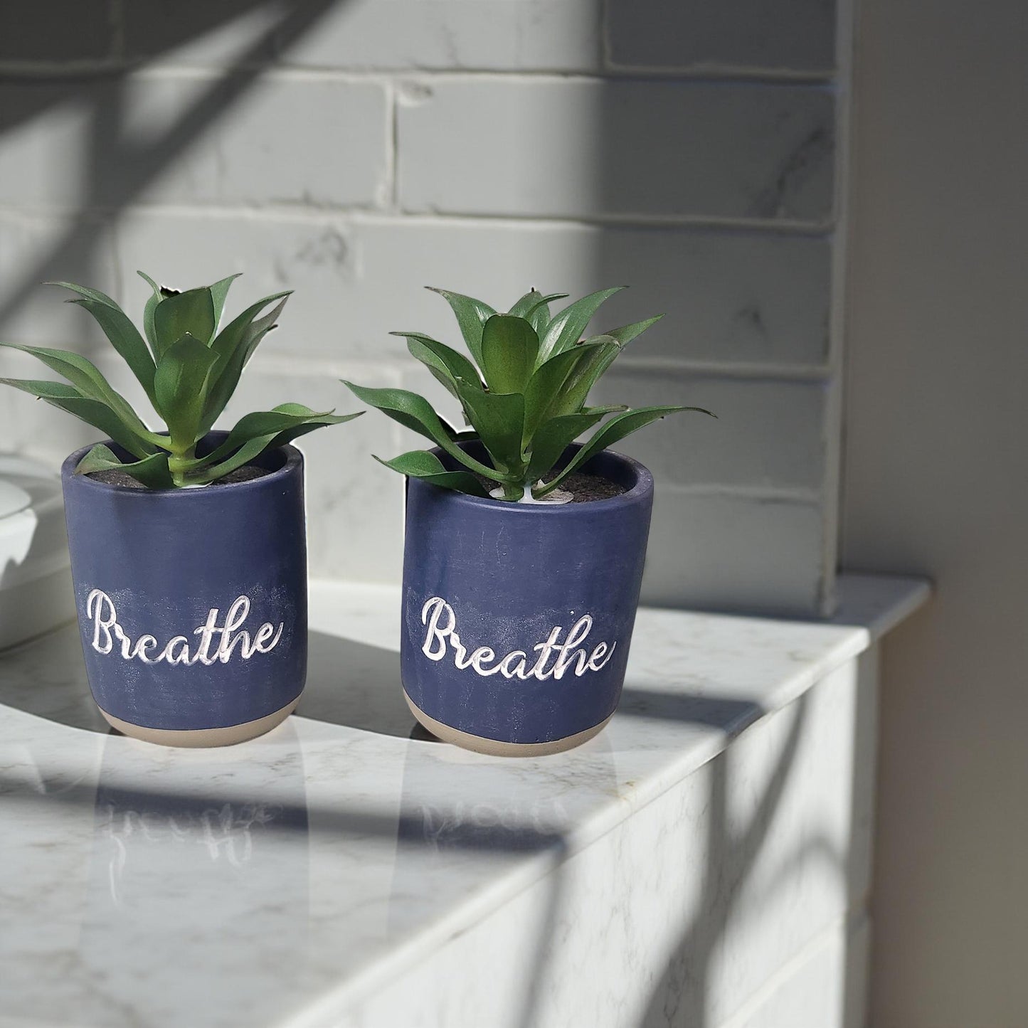 Blue Breathe Vase with Greenery