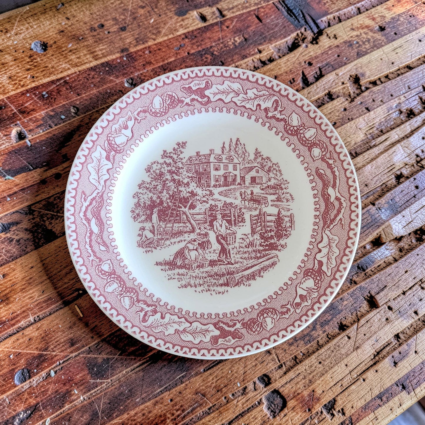 Vintage Royal Ironstone “Memory Lane” Red Bread and Butter Dish