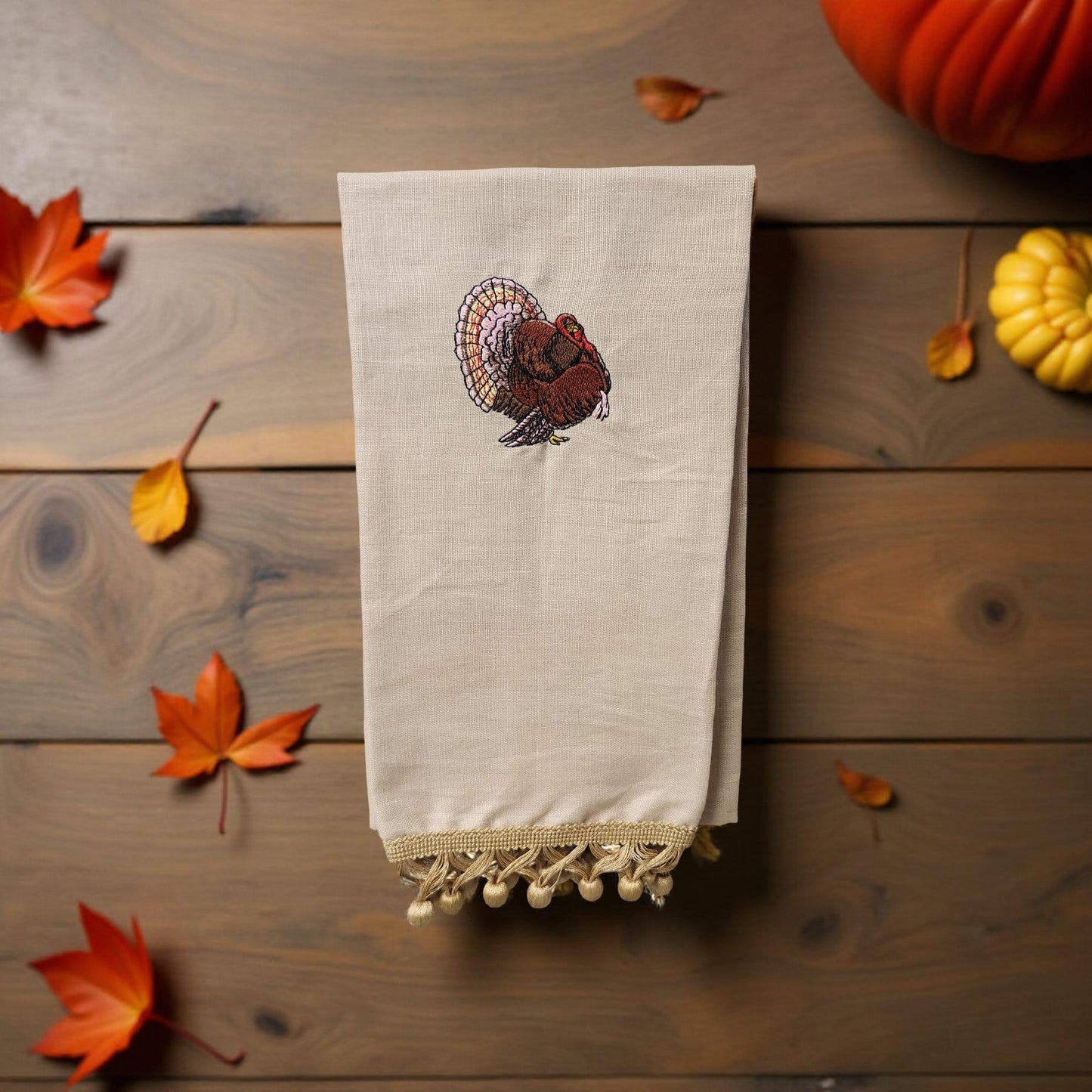 Hand-Crafted Embroidered Fall and Thanksgiving Hand Towels