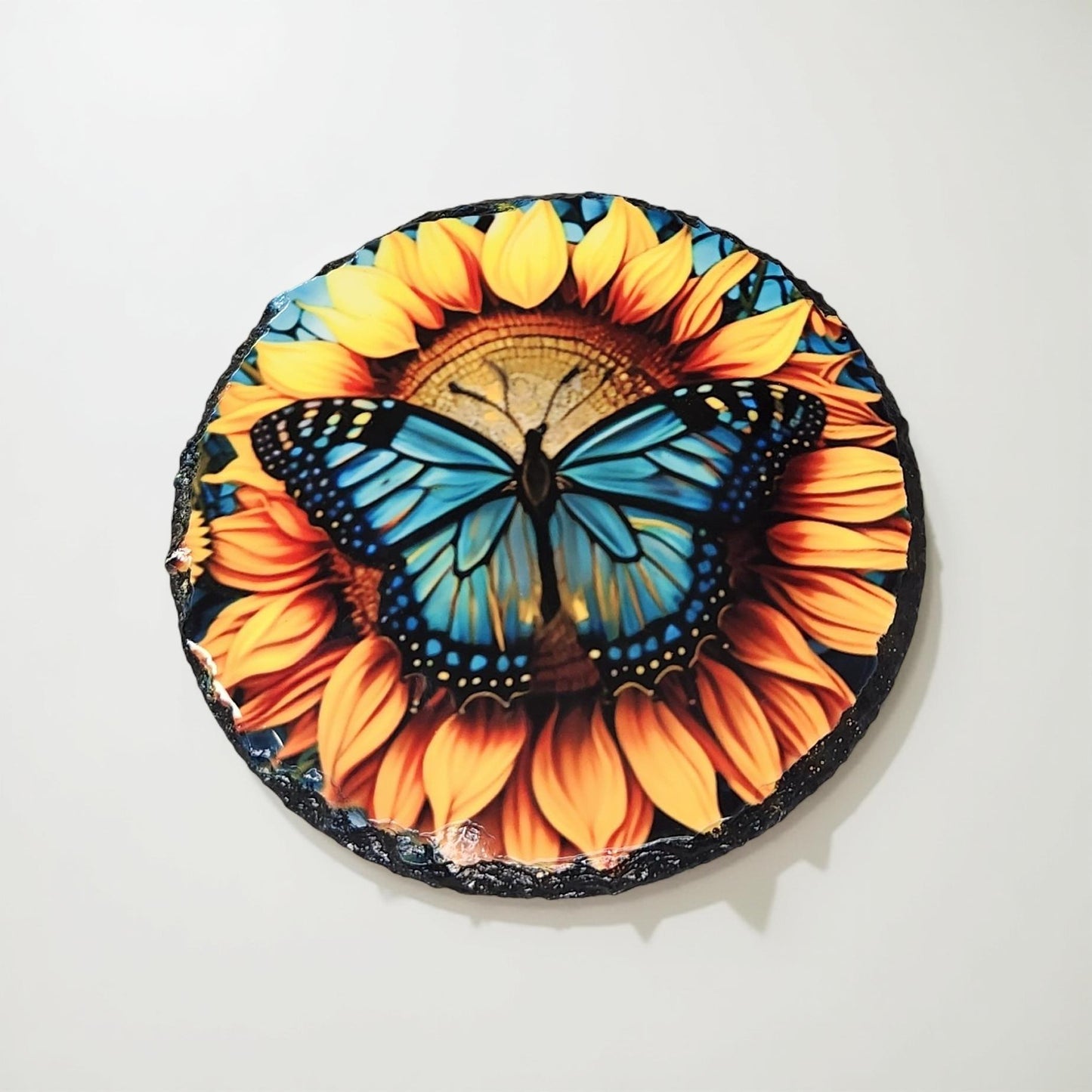 Butterfly with Flowers Decorative Slate - Beautiful Memorial Sign