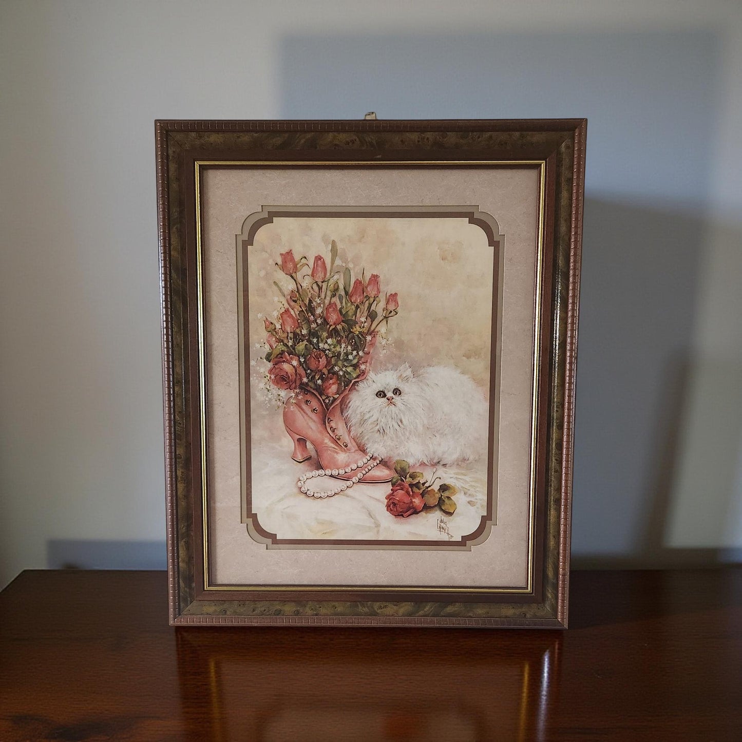 Artistic Elegance: Beautiful White Cat with Victorian Boot Print by Julia Crainer