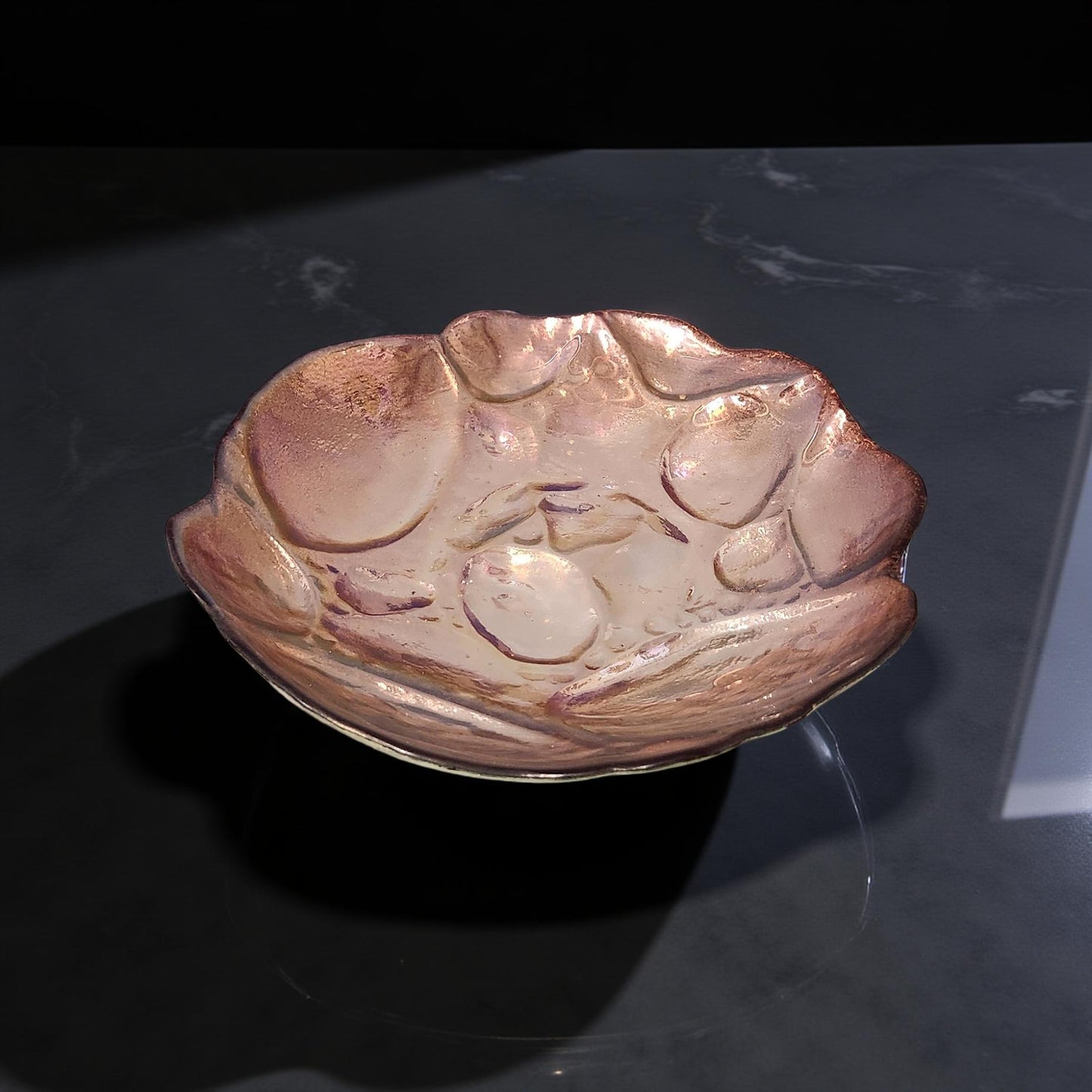 Iridescent Glass Bowl - Rose with Gold Flecks (7.5")