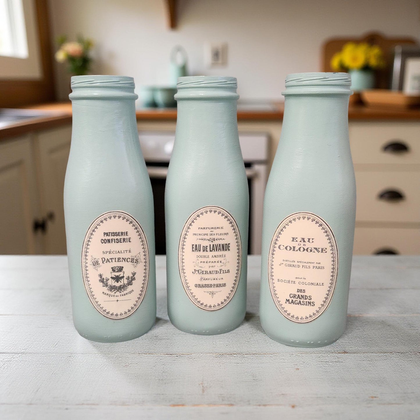 Farmhouse Style Decorated Vases (set of 3) - Medium Size