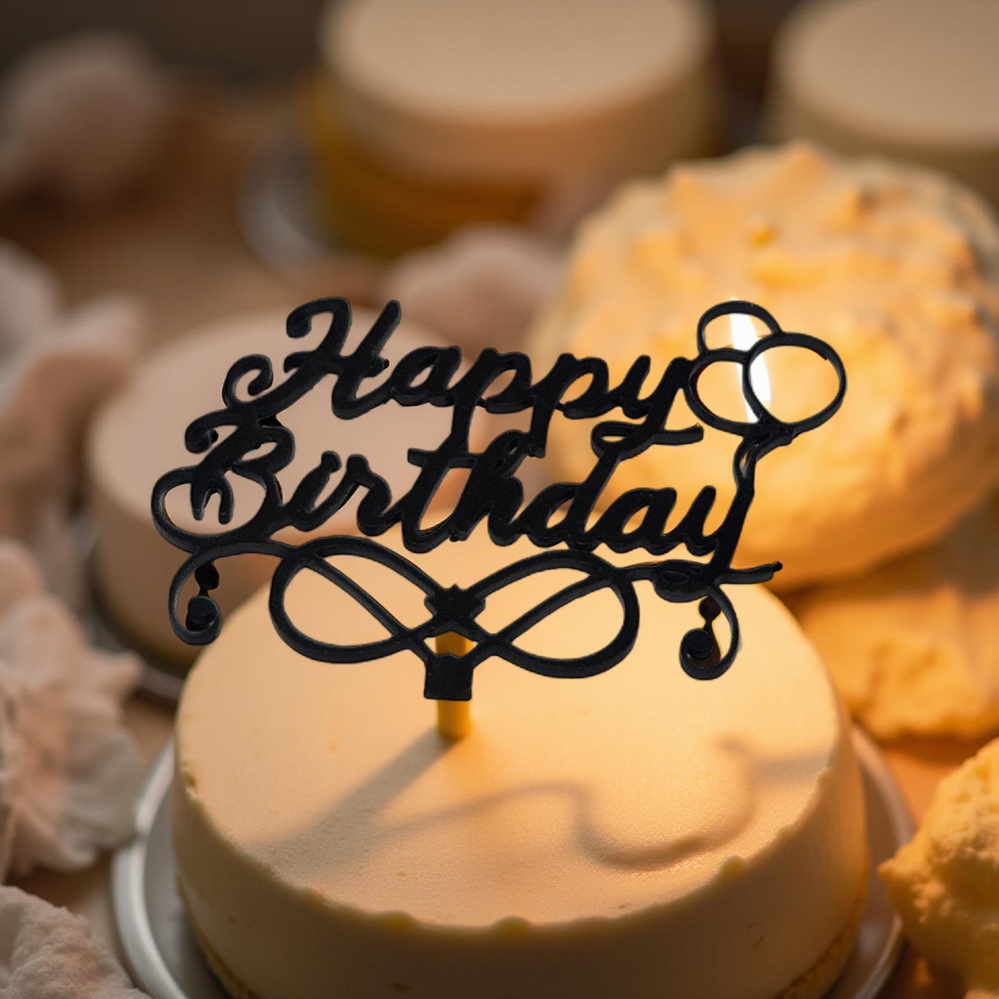 Chic Black Cake Decoration for Modern Birthday Parties