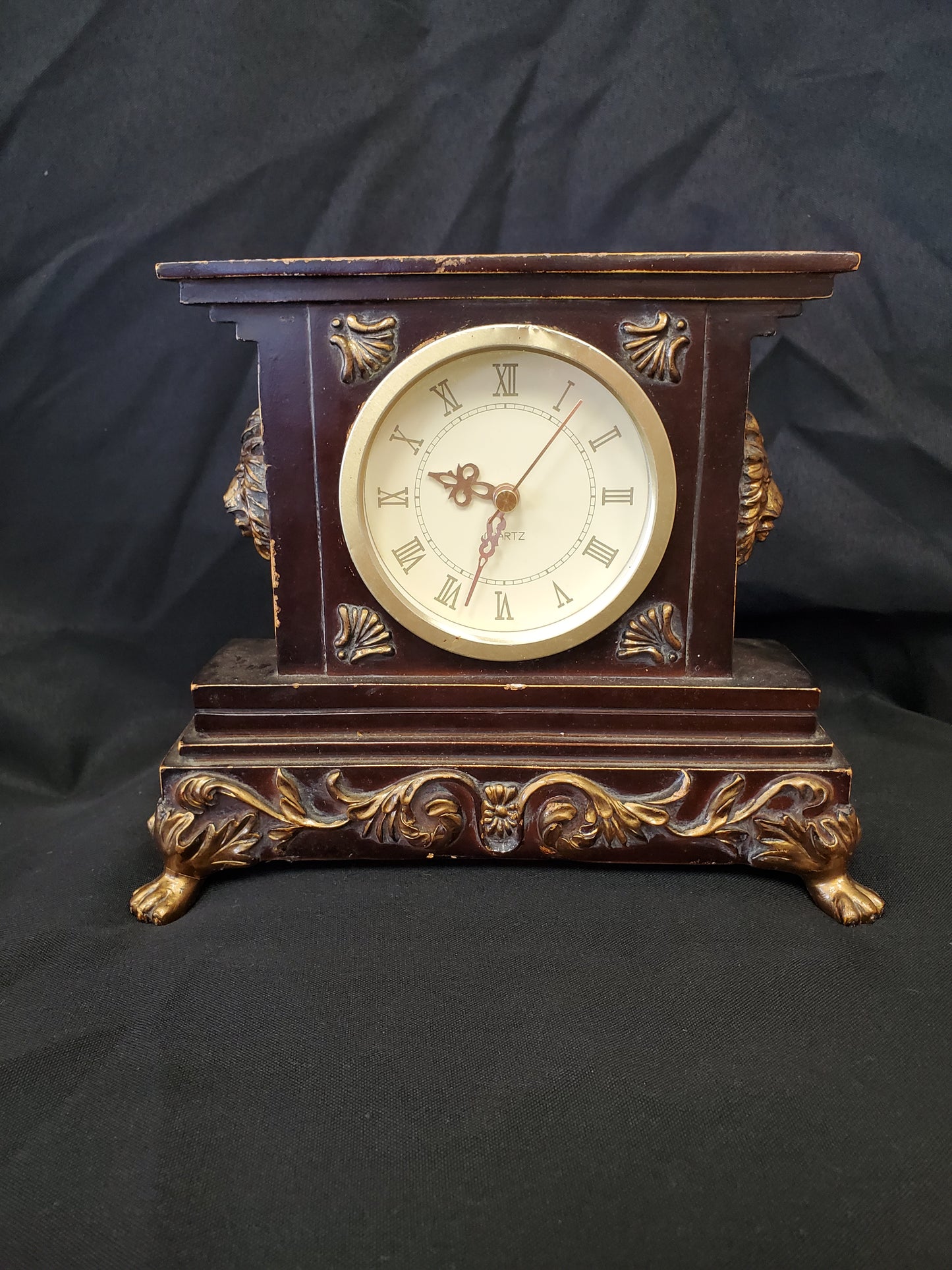 Rare Vintage Mantel Clock with Lion Heads
