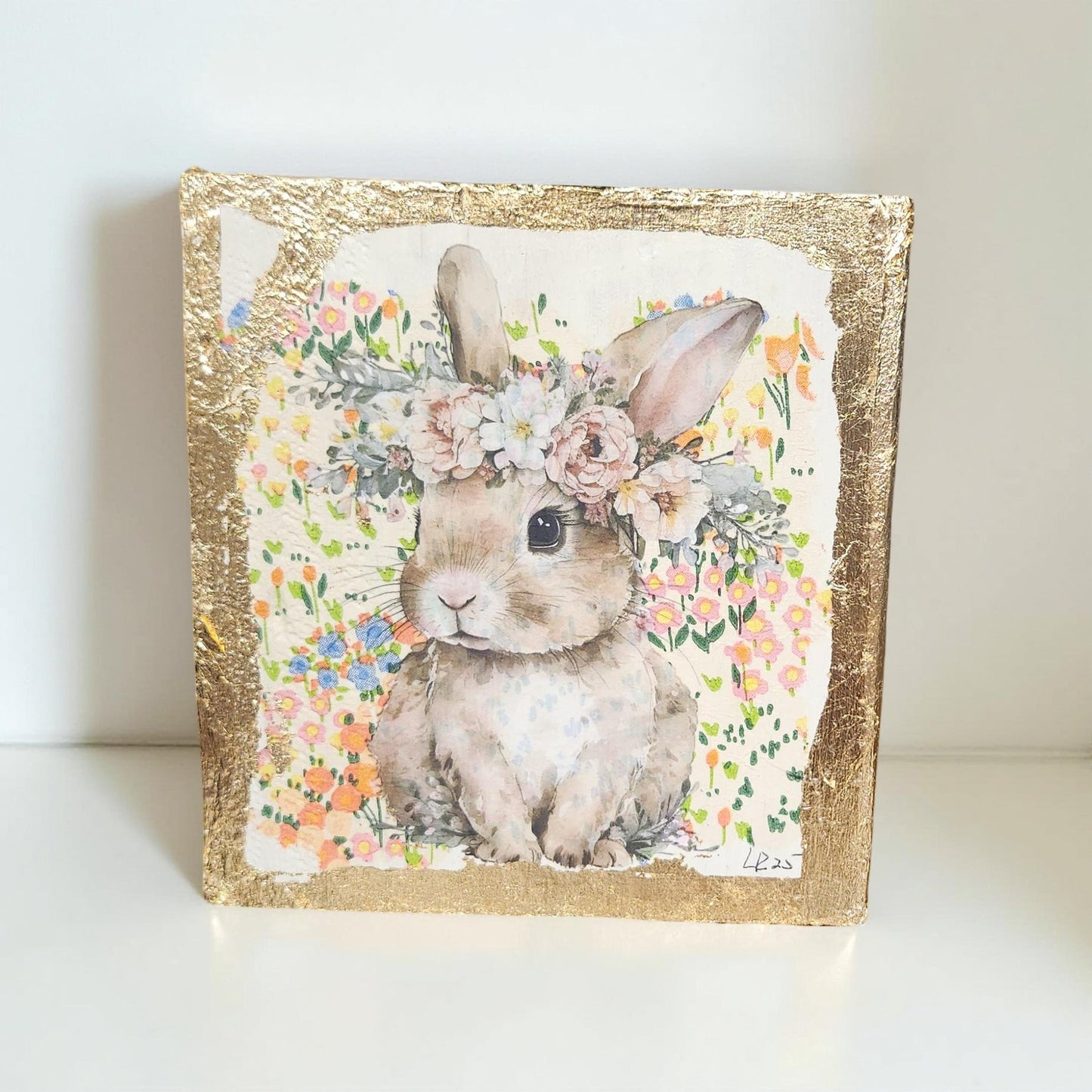 Easter Floral Wood Block - Hand-crafted Original Design