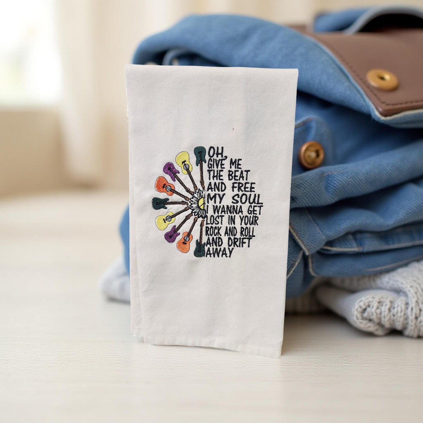 Hand-Crafted Embroidered Hand Towels – Camping, Coffee, Music & More