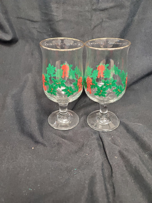 Holly Berry Wine Glasses for Arby's 1980 Christmas (set of 6)