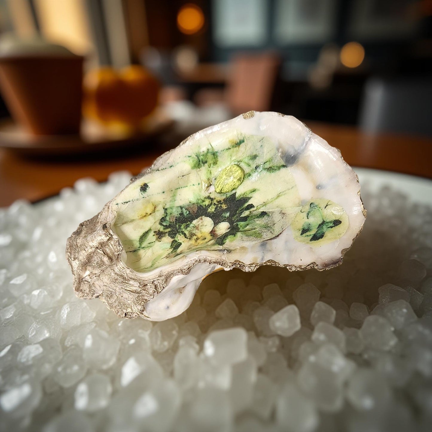 Floral Decorated Oyster Shells - Hand-Crafted