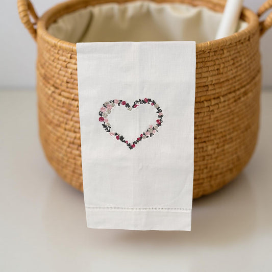 Hand-Crafted Embroidered Valentine Hand Towels