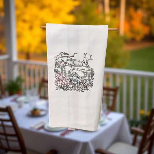 Hand-Crafted Embroidered Fall and Thanksgiving Hand Towels