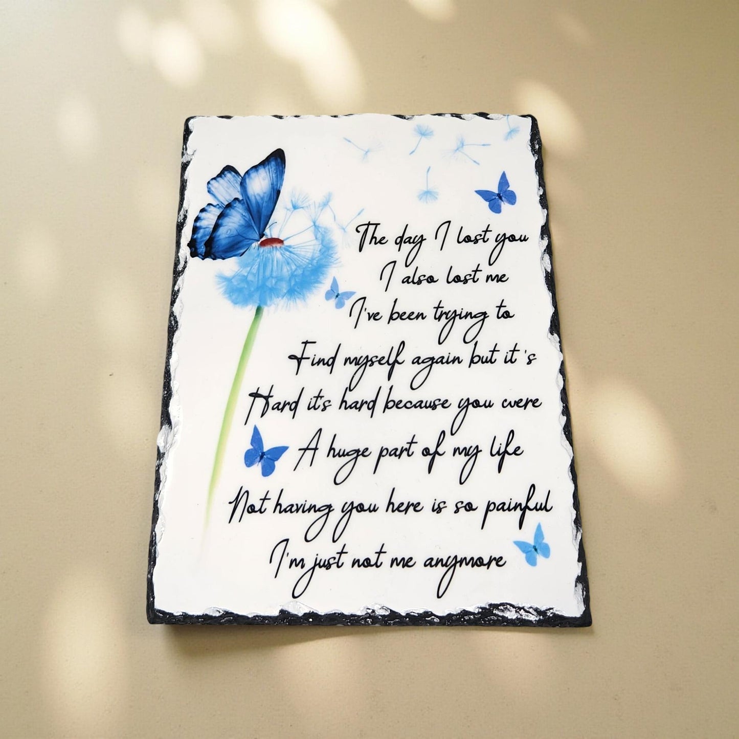 Butterfly with Flowers Decorative Slate - Beautiful Memorial Sign