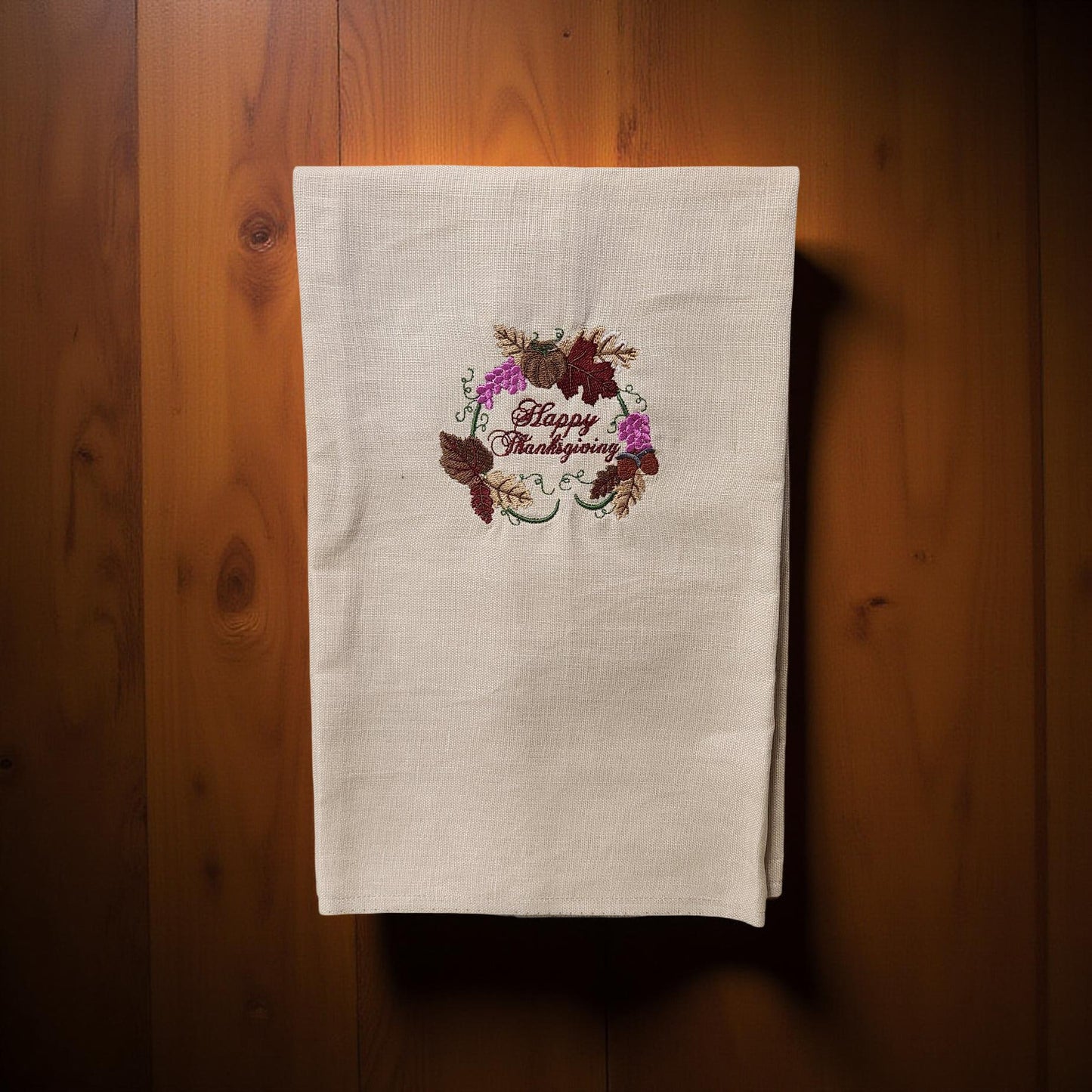 Hand-Crafted Embroidered Fall and Thanksgiving Hand Towels