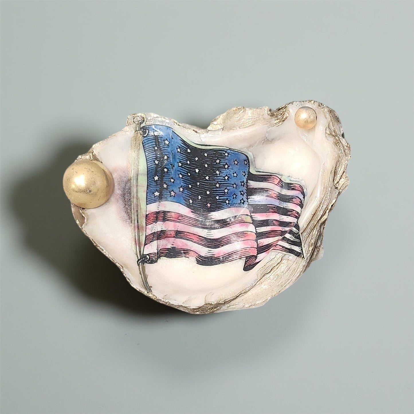 Patriotic Decorated Oyster Shells - Hand-crafted