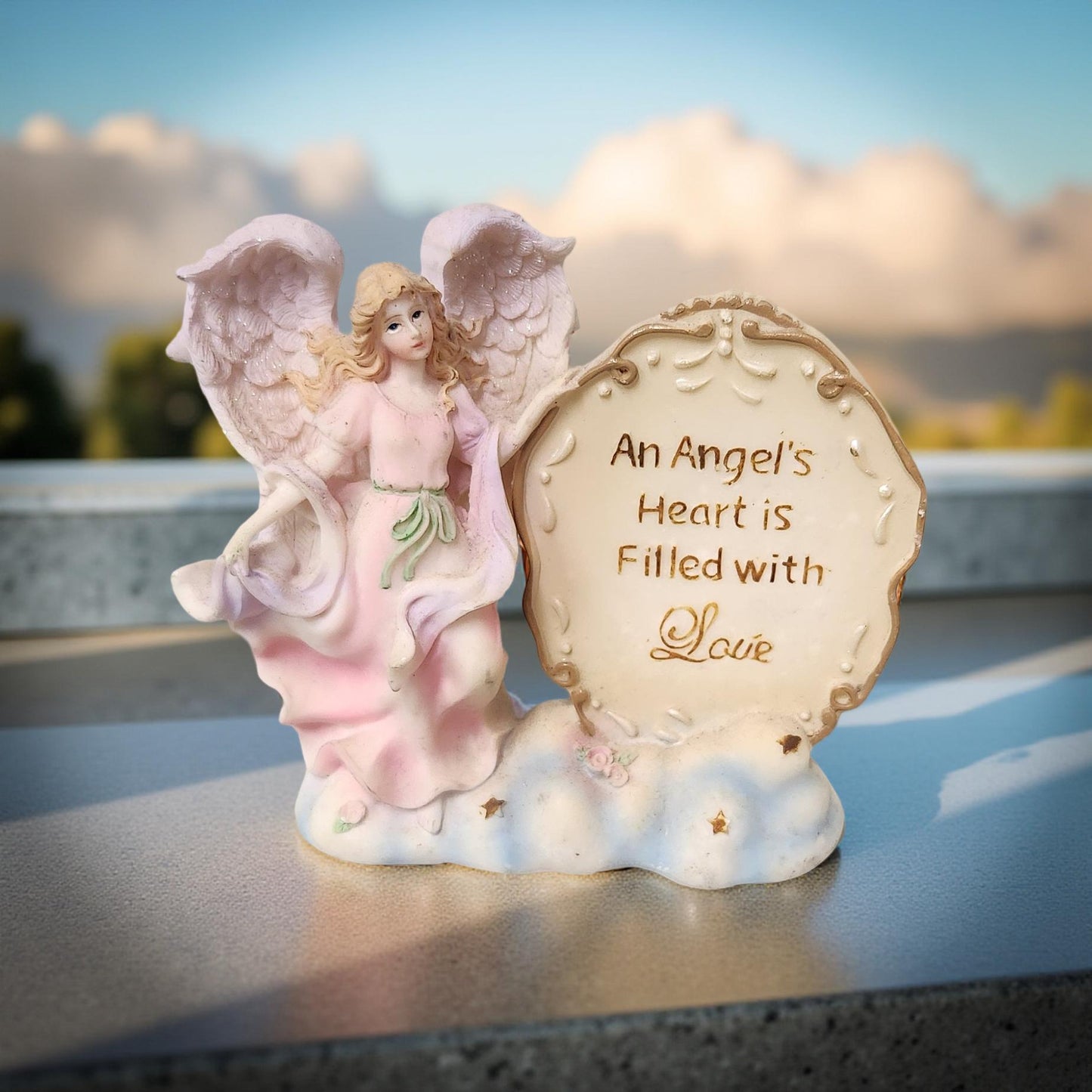 Pink & Purple Angel Figurine – “An Angel’s Heart Is Filled With Love”