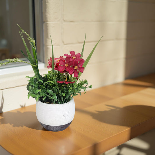 Country Chic Silk Arrangements in Beautiful Ceramic Containers