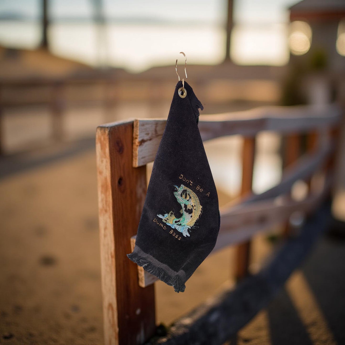 Hand-Crafted Embroidered Fishing Hand Towels with Clamp