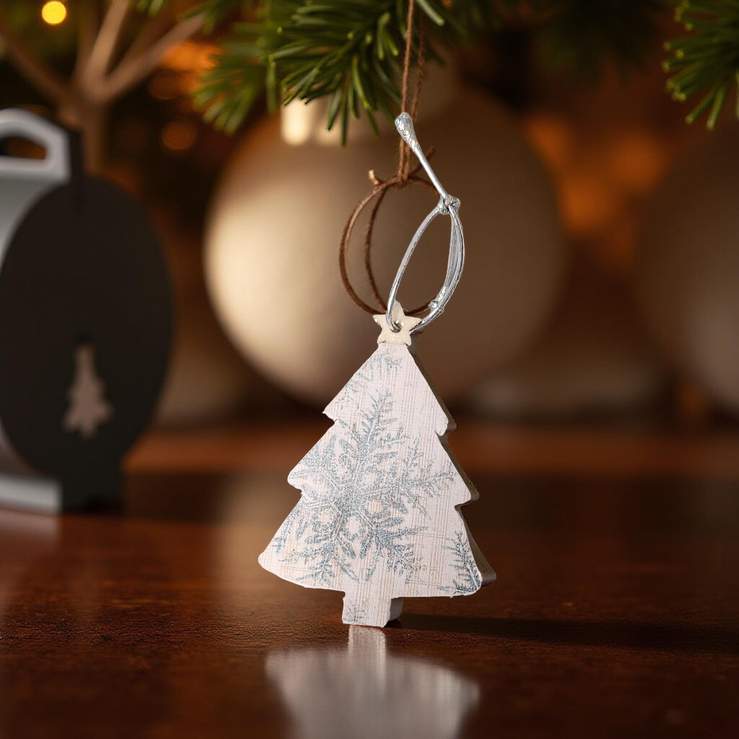 🎄 Locally Made Wooden Decoupage Christmas Tree Ornaments