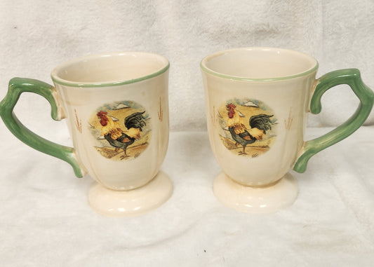 Rooster Pedestal Mug - set of 2