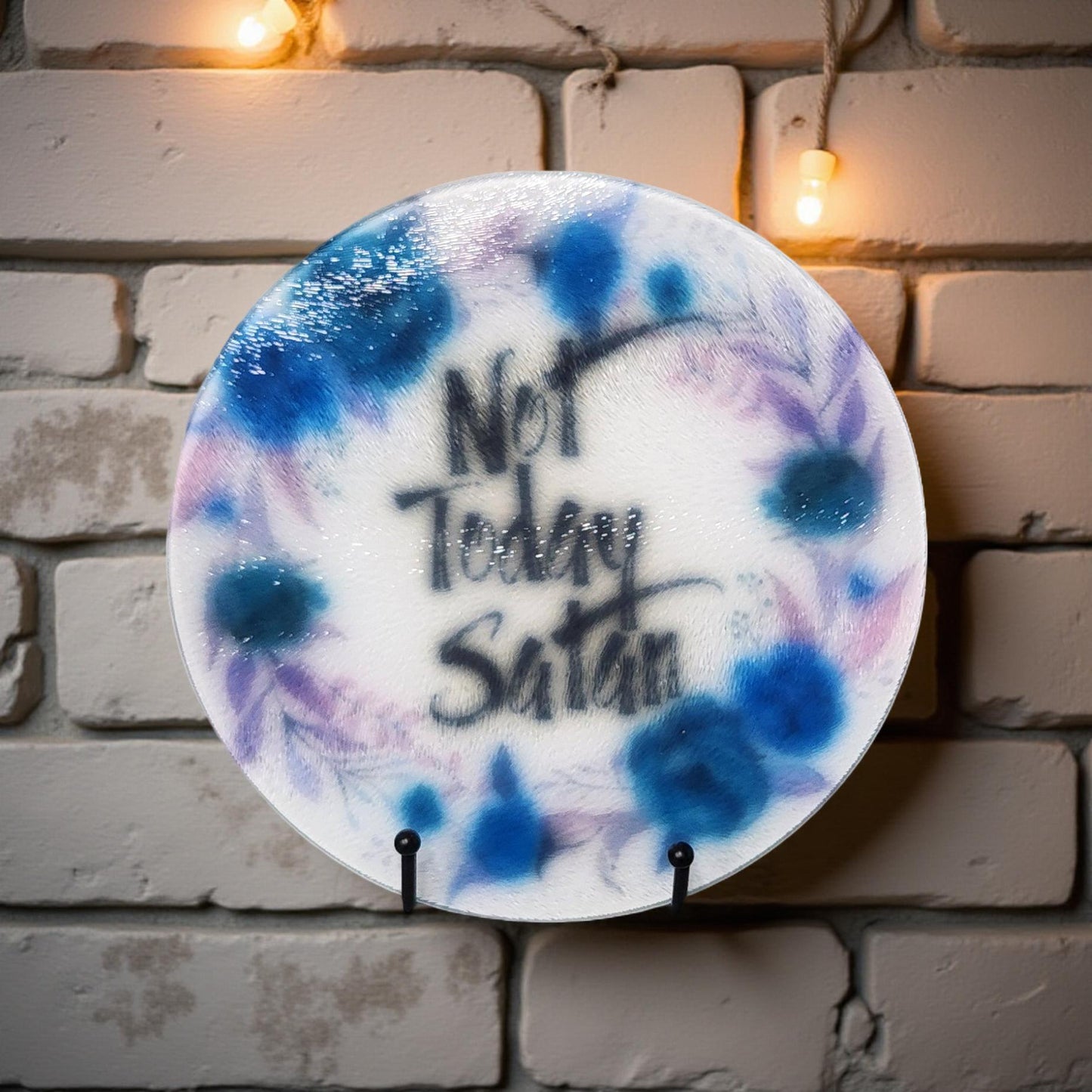 8″ Decorative Glass Round Cutting Board - Spiritual Quotes