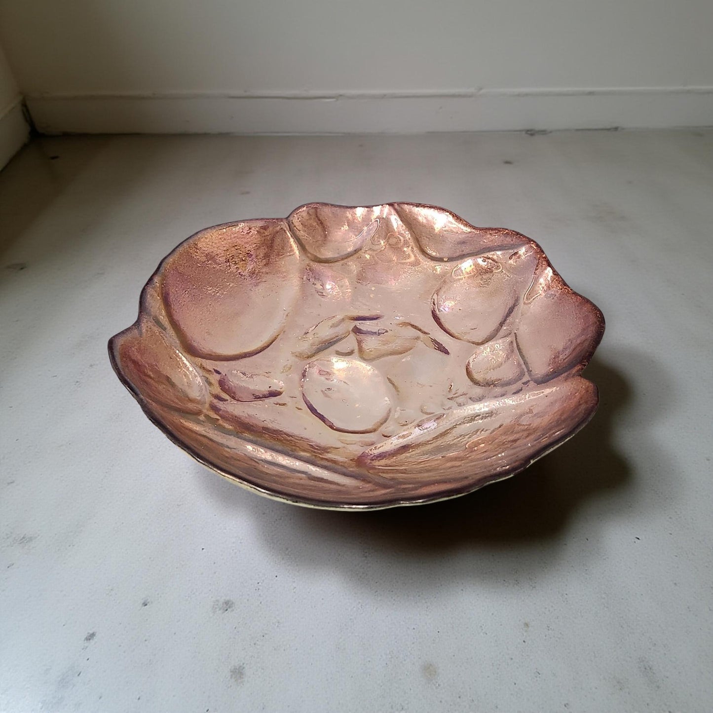 Iridescent Glass Bowl - Rose with Gold Flecks (7.5")