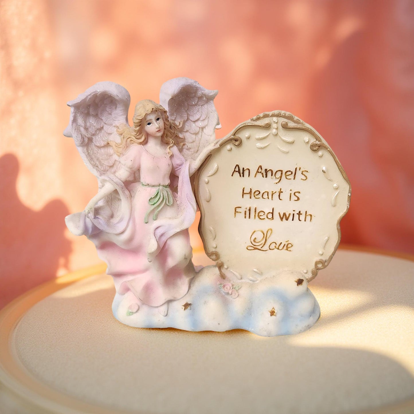 Pink & Purple Angel Figurine – “An Angel’s Heart Is Filled With Love”