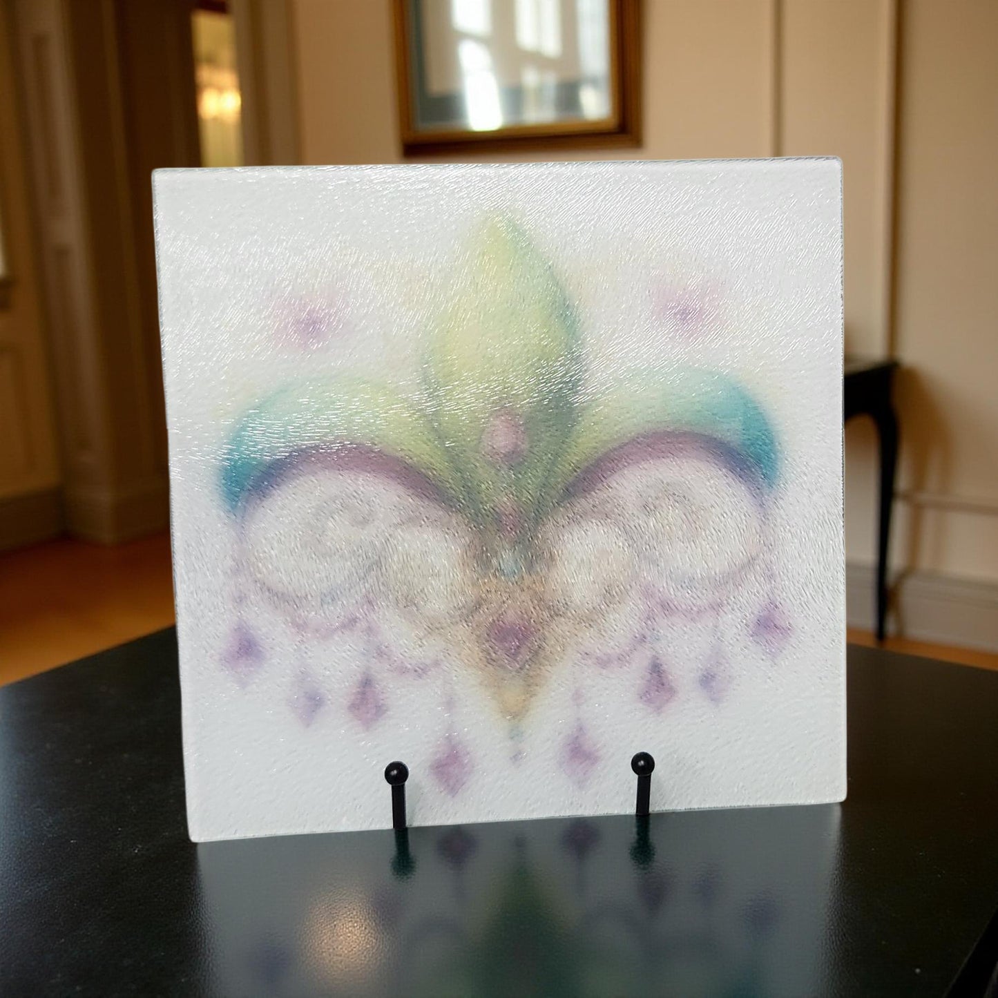 8″ Square Decorative Glass Cutting Board – Fun Images & Quotes