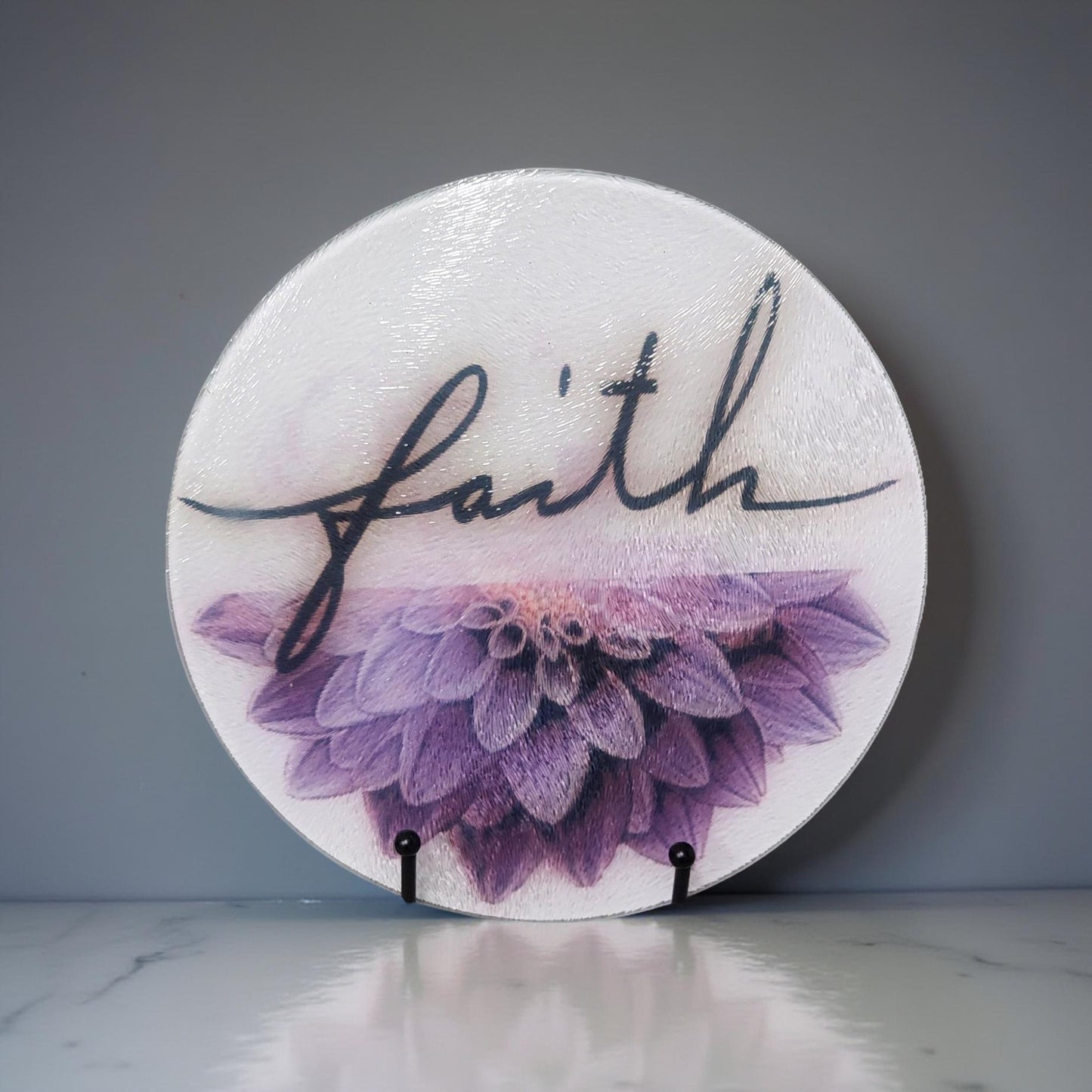 8″ Decorative Glass Round Cutting Board - Spiritual Quotes