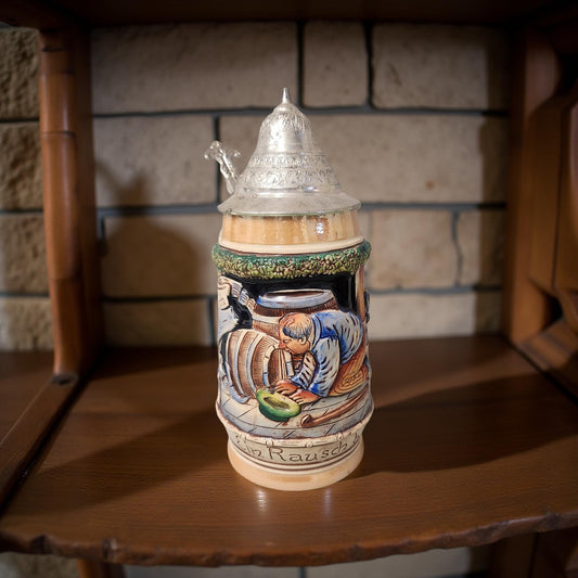 1930 Erin Rausch Beflugalt “Noisy Fight” German Beer Stein