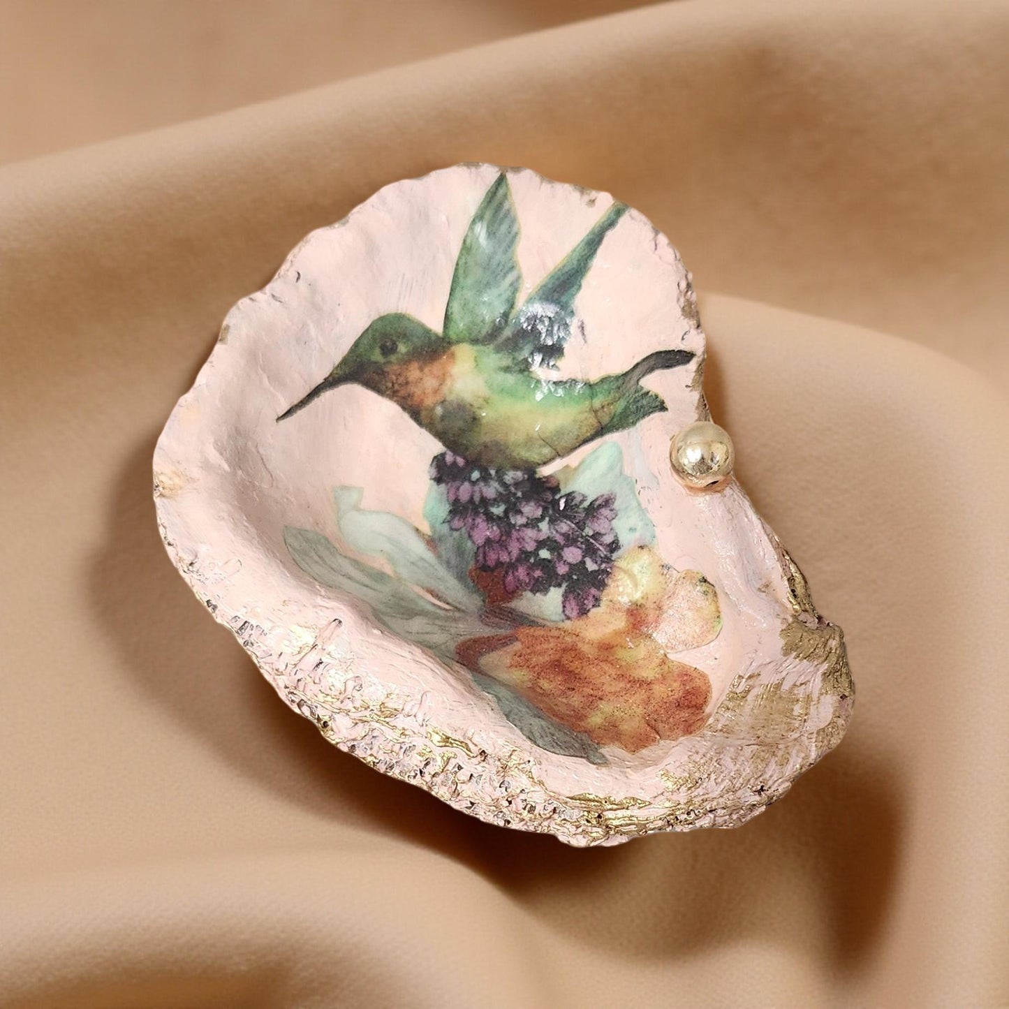 Floral Decorated Oyster Shells - Hand-Crafted