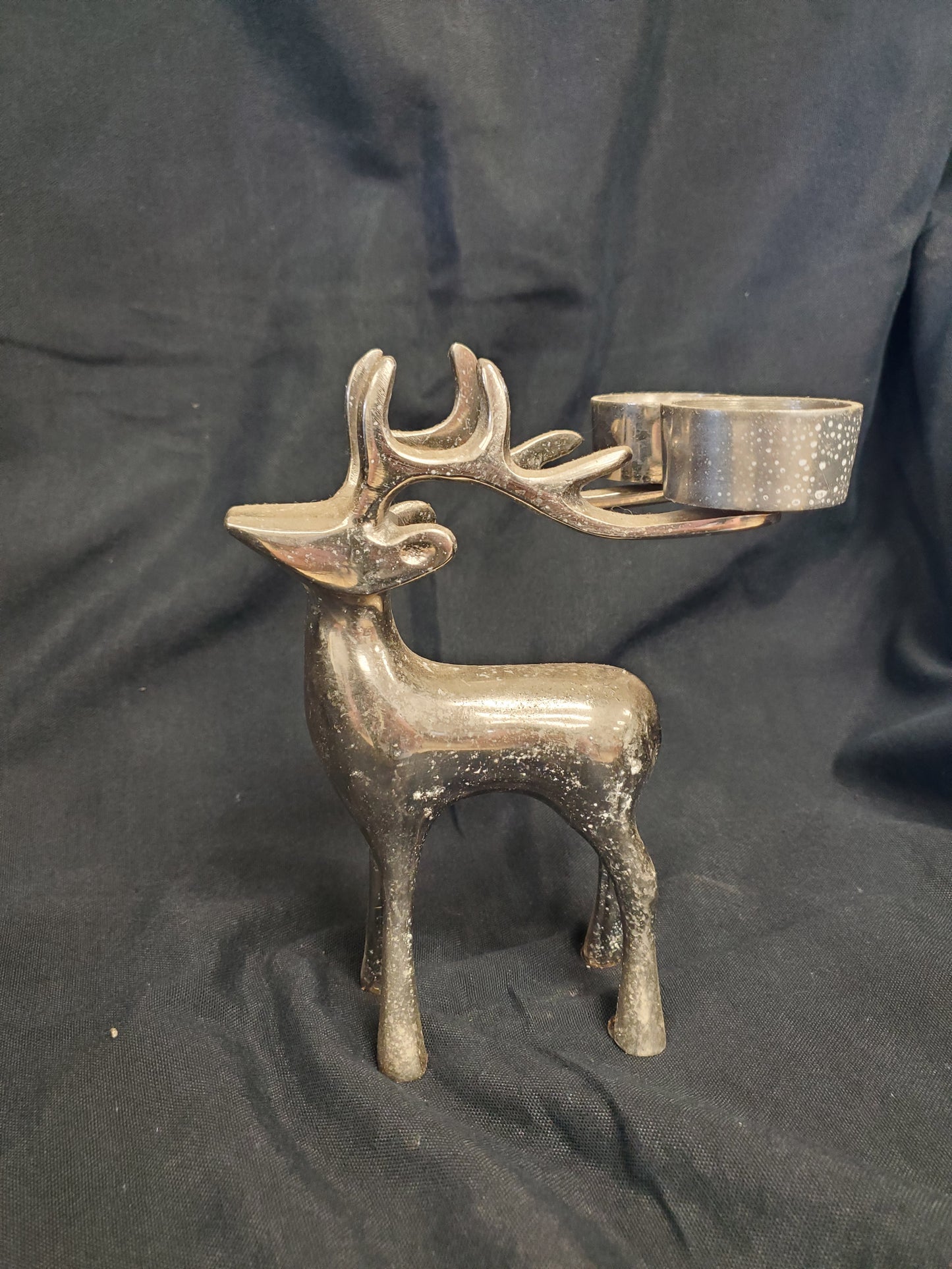 Vintage Metal Reindeer Double Candleholder