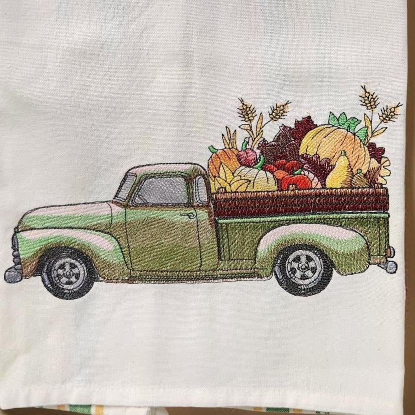 Hand-Crafted Embroidered Fall and Thanksgiving Hand Towels