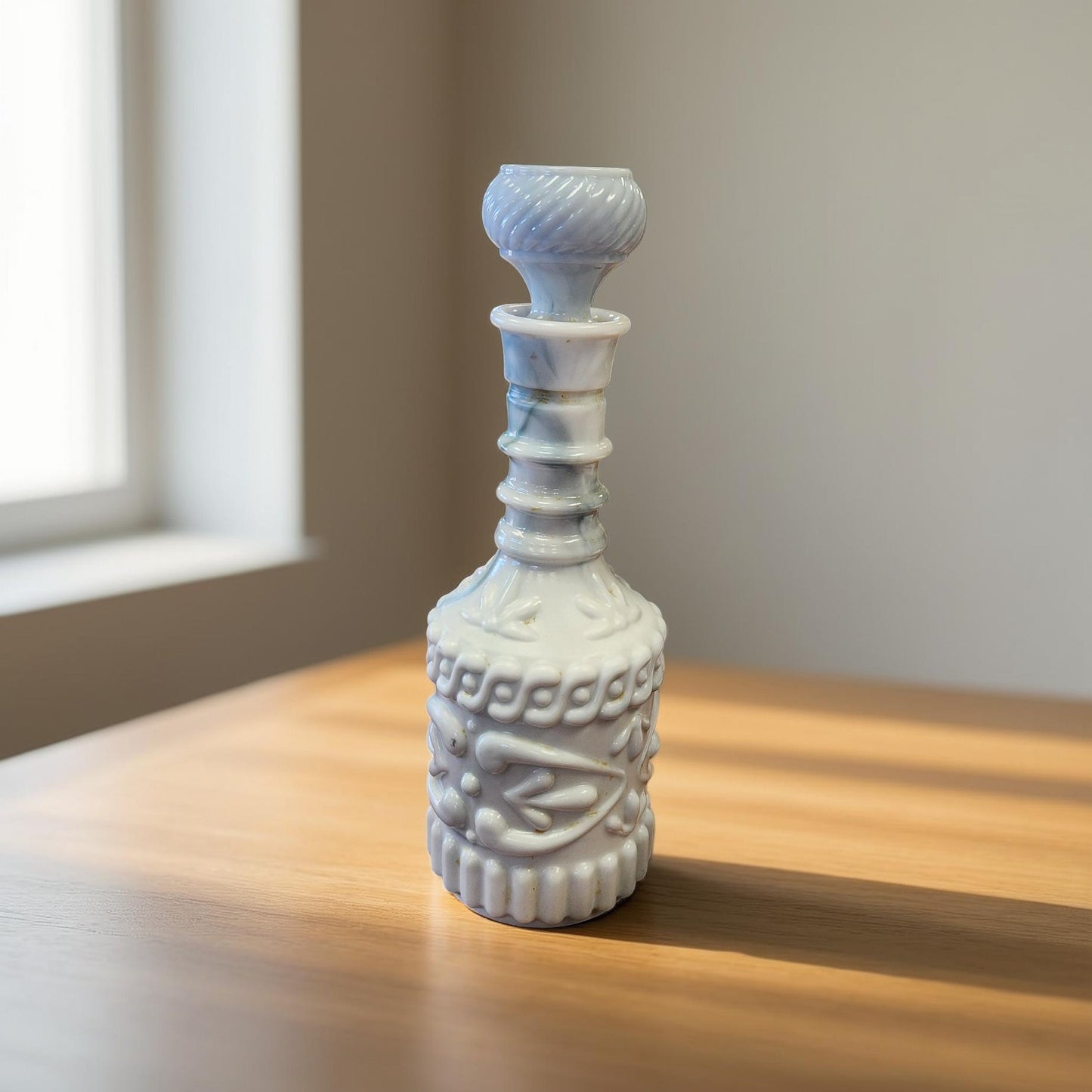 Vintage Jim Beam Milk Glass Decanter with Stopper – 1960s Collectible