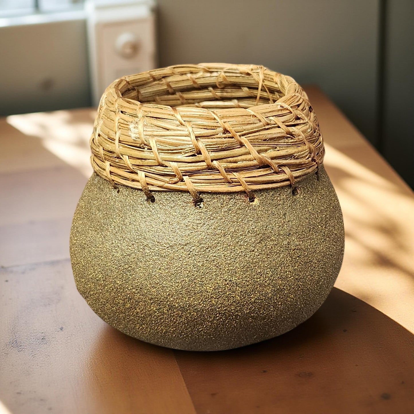 Hand-Woven Pine Needle Basket - Natural Home Decor