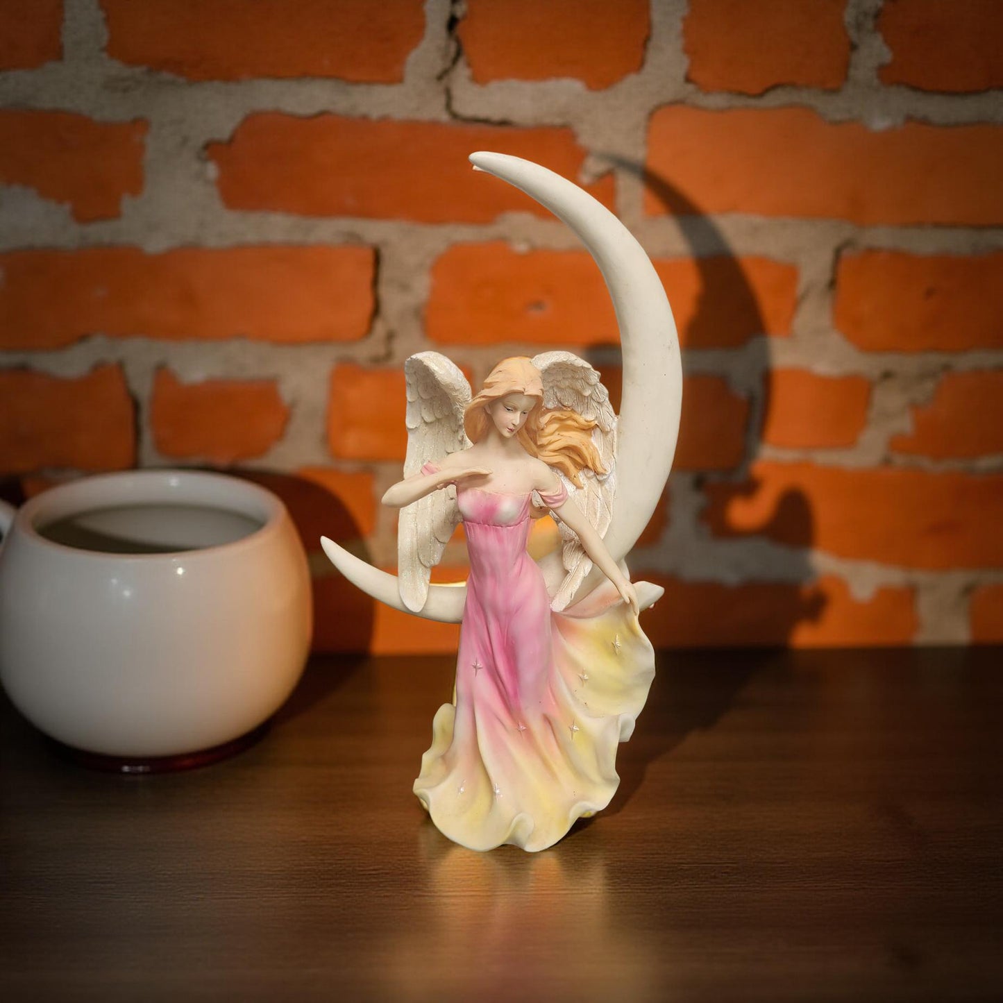 Guardian Angel and Crescent Moon 16 Inch Resin Statue 2005