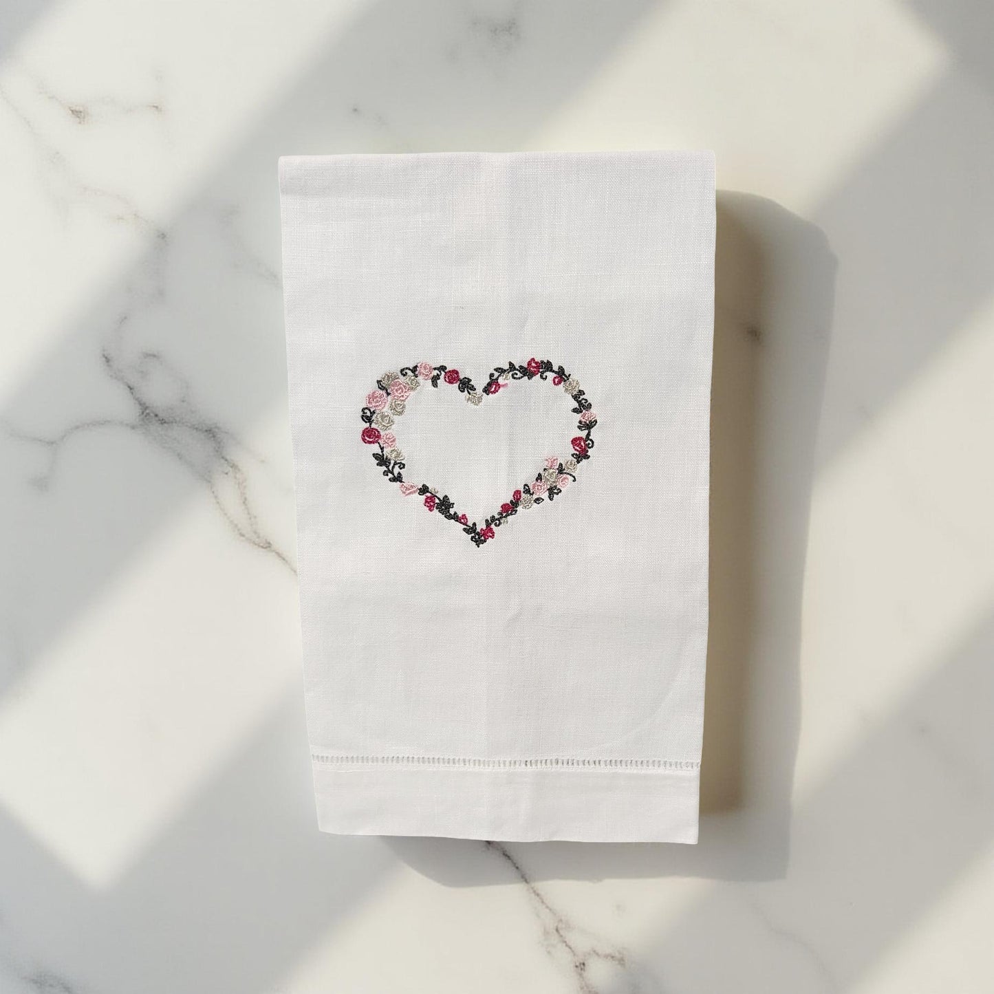 Hand-Crafted Embroidered Valentine Hand Towels