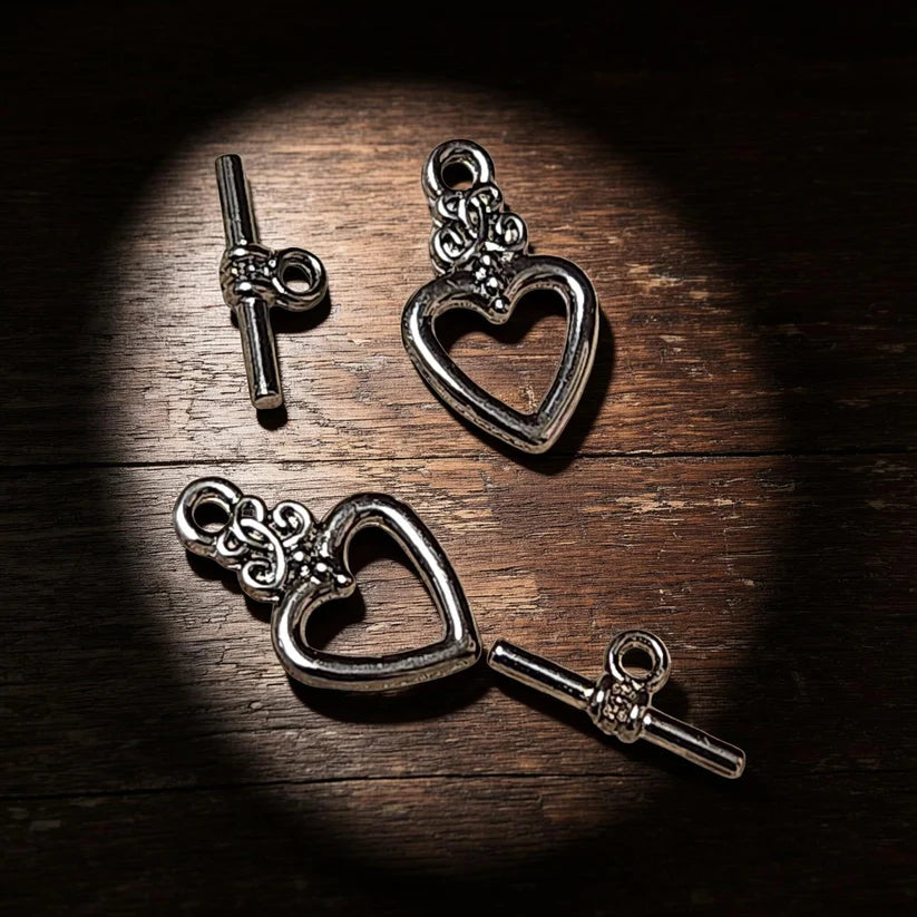 Nickel-Free Heart Toggle Clasp for Jewelry Making - Hypoallergenic and Safe (2 pk)