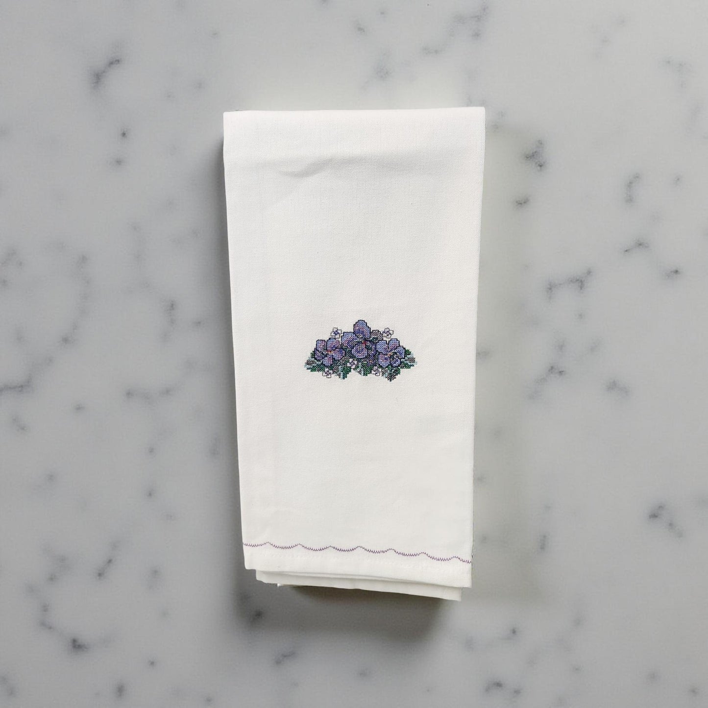 Hand-Crafted Embroidered Day Lily and Floral Theme Hand Towels