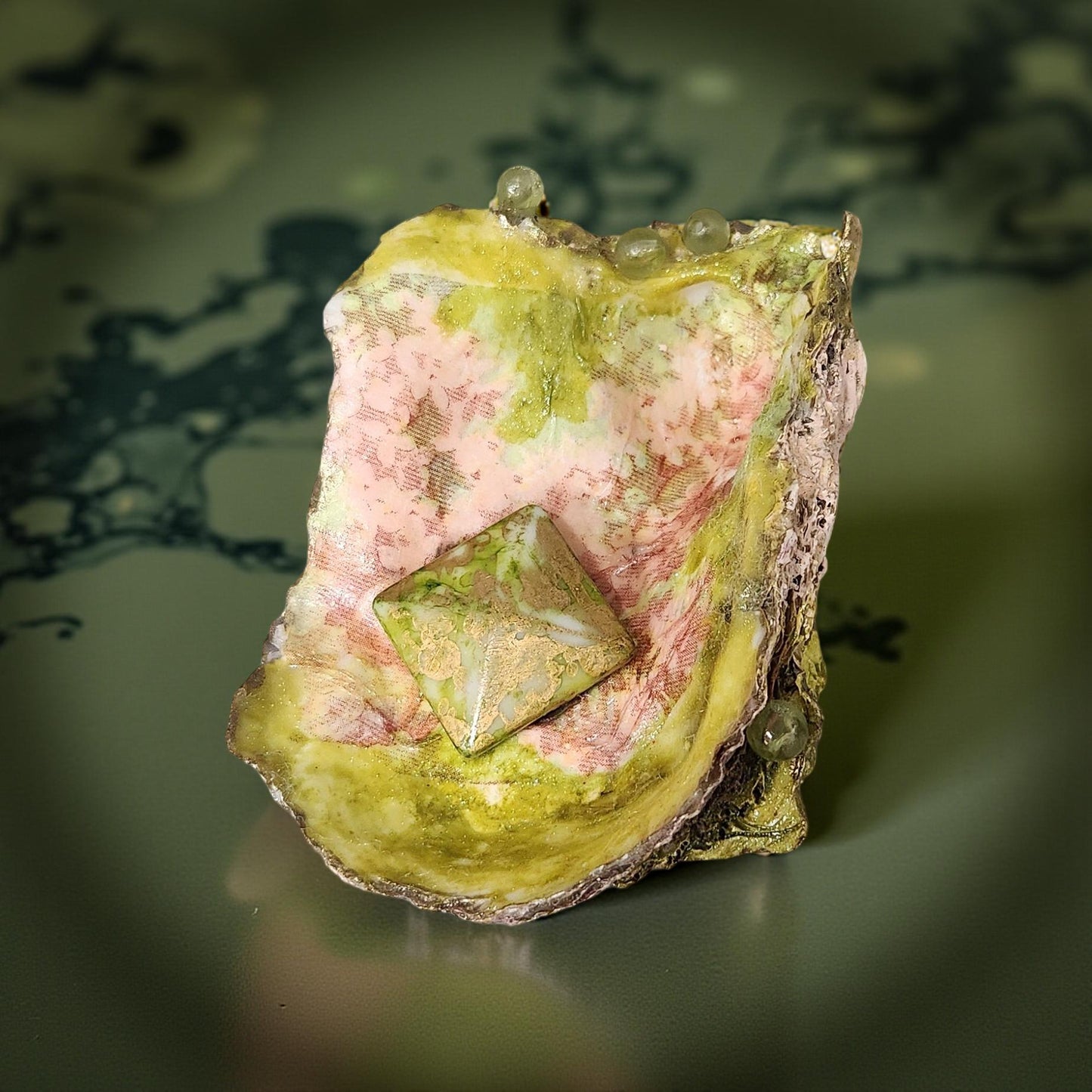 Floral Decorated Oyster Shells - Hand-Crafted