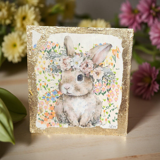 Easter Floral Wood Block - Hand-crafted Original Design