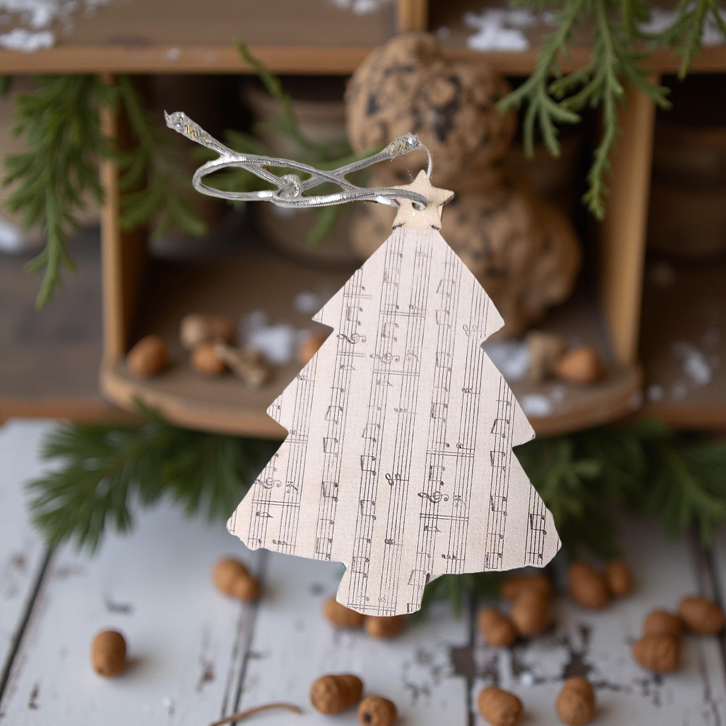 🎄 Locally Made Wooden Decoupage Christmas Tree Ornaments