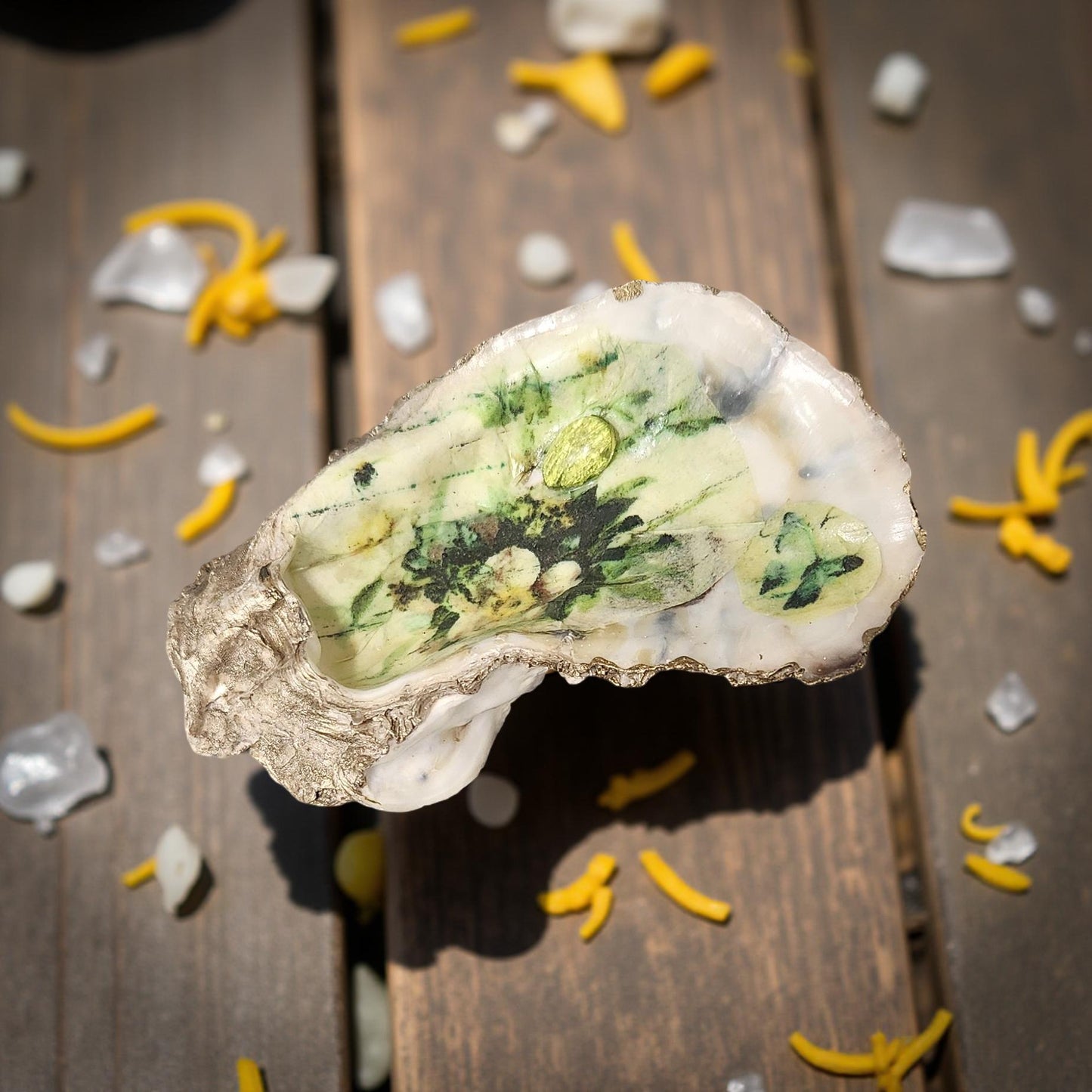 Floral Decorated Oyster Shells - Hand-Crafted