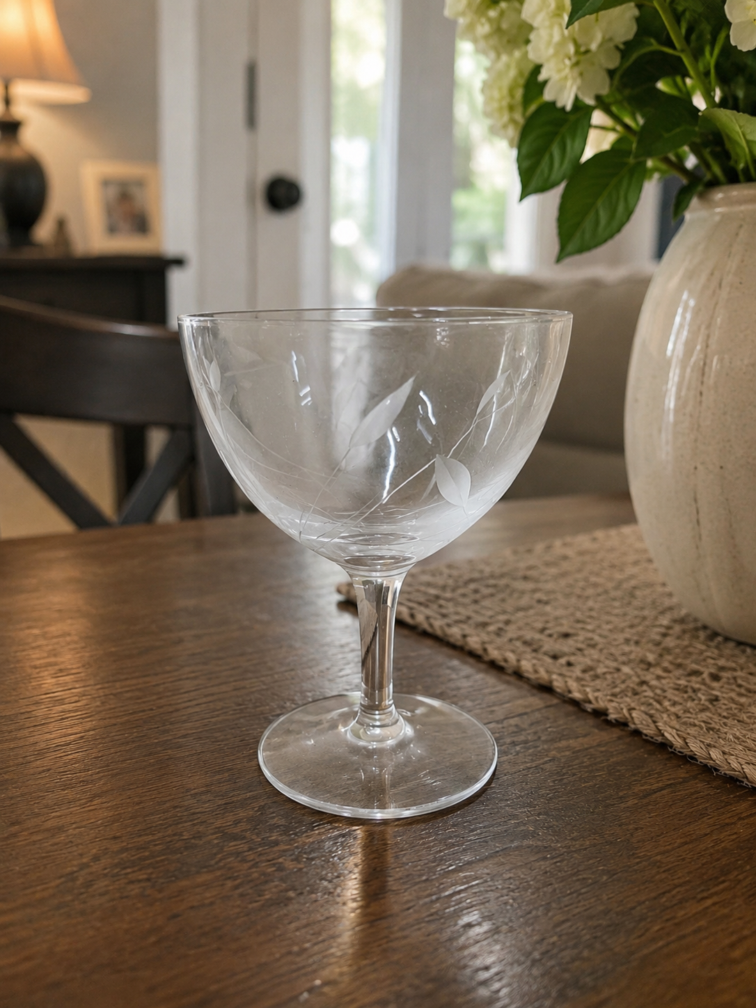 Vintage Fostoria Etched Glassware | Elegant Floral Etched Crystal Stemware