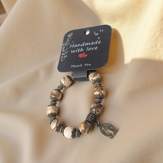 Boho Picture Jasper Bracelet - Handcrafted Religious Jewelry
