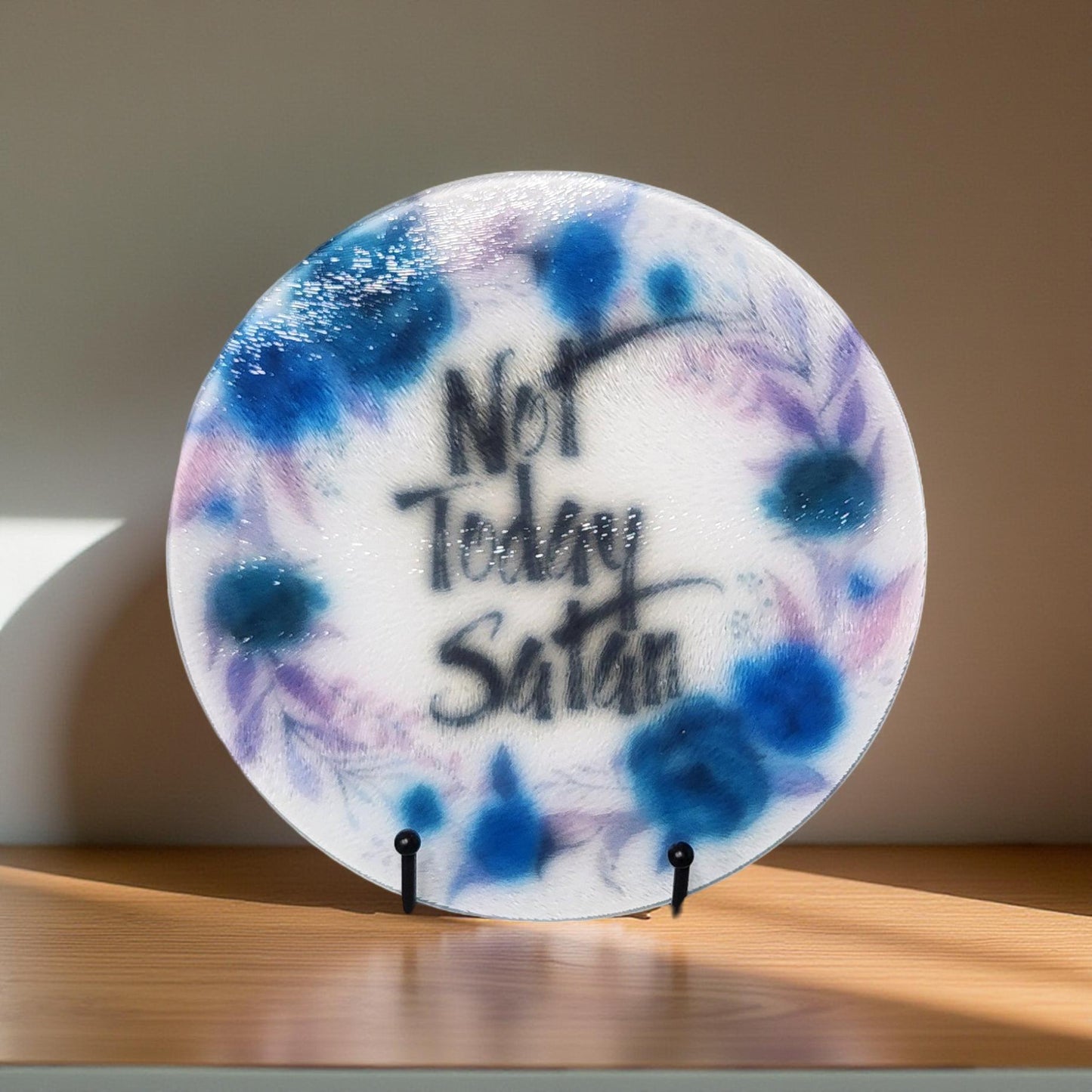 8″ Decorative Glass Round Cutting Board - Spiritual Quotes